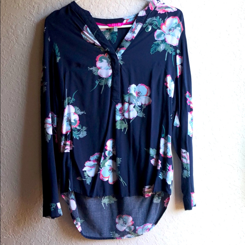 Joules Navy Floral Blouse Top